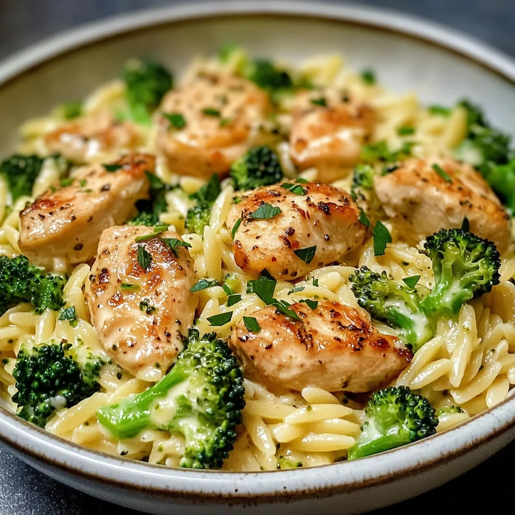 Creamy Chicken and Broccoli Orzo Bowl