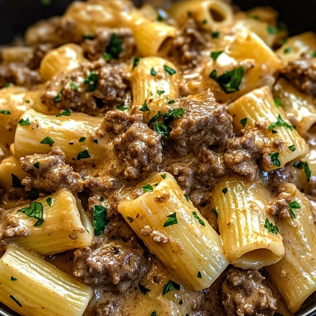 Creamy Garlic Beef Pasta