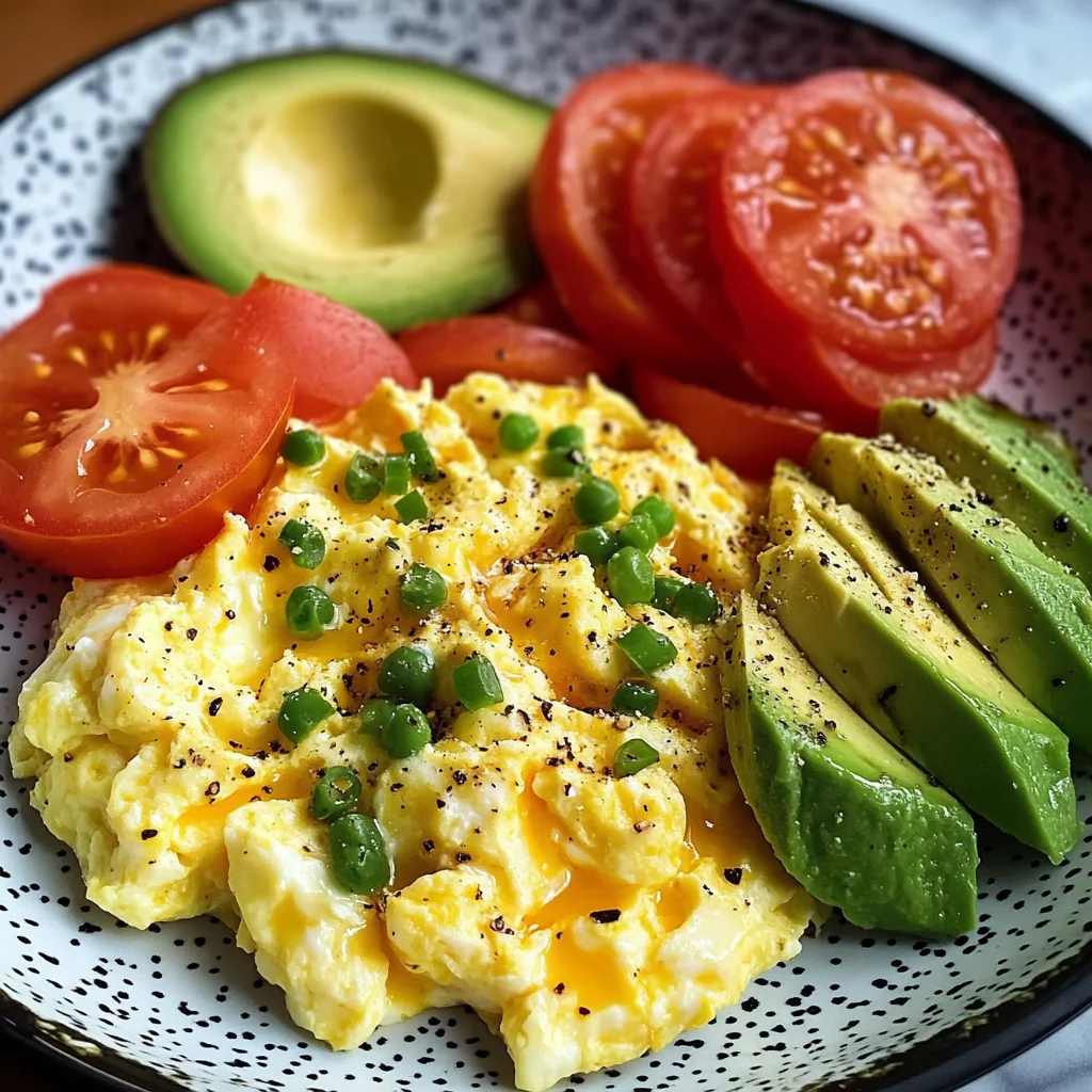 Creamy Scrambled Eggs with Tomato & Avocado