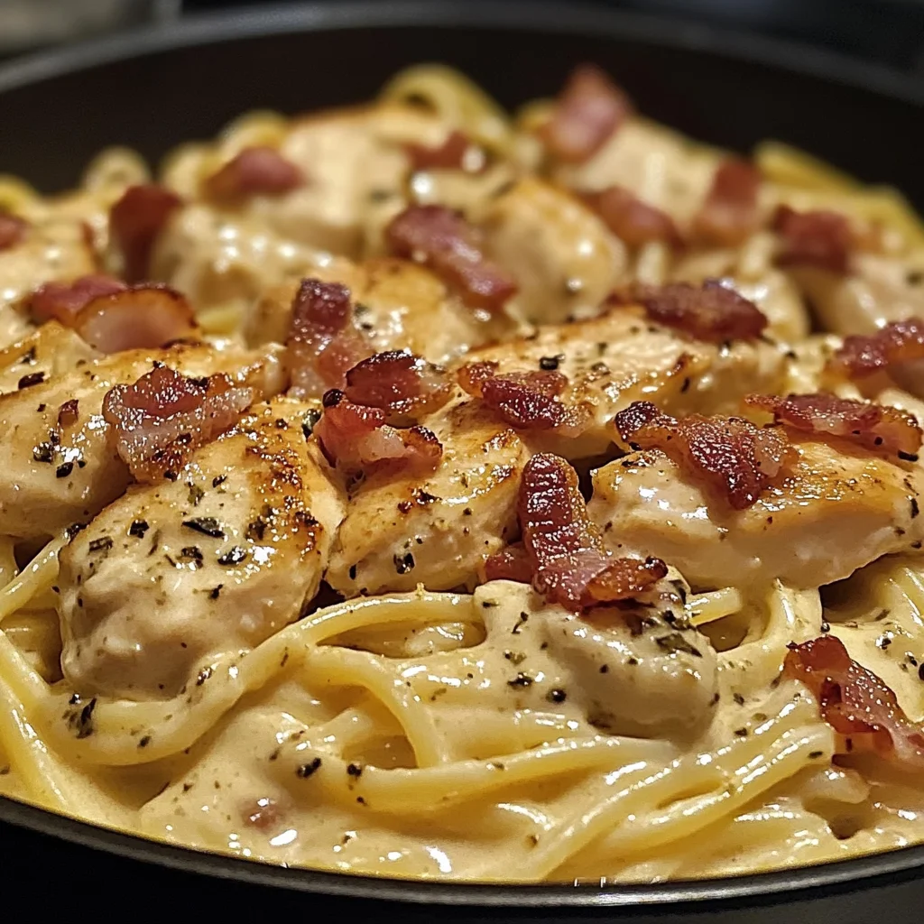 Creamy Skillet Chicken Carbonara with Bacon