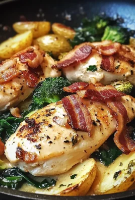 Garlic Butter Chicken Skillet with Bacon, Spinach, Broccoli & Potatoes