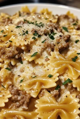 Garlic Parmesan Bowtie Pasta with Creamy Beef