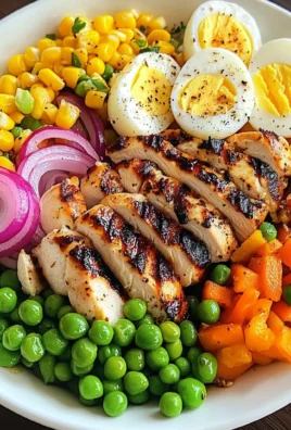 Grilled Chicken Protein Bowl with Eggs, Veggies & Creamy Dressing