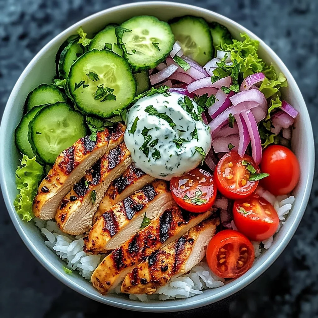 Grilled Chicken & Rice Veggie Bowl with Herb Yogurt