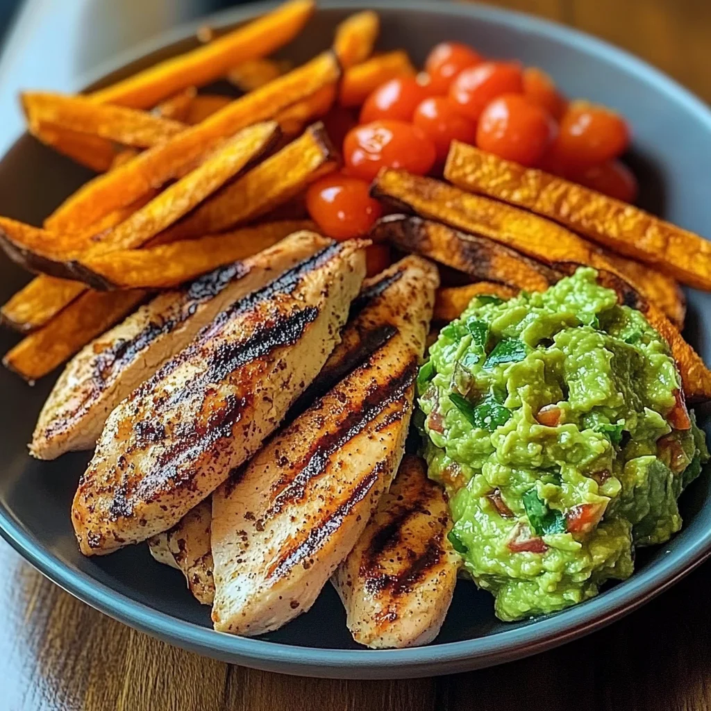 Grilled Chicken with Sweet Potato Fries & Chunky Guac