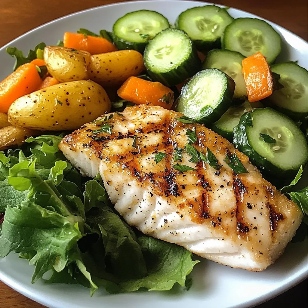 Grilled Fish Plate with Veggies & Fresh Greens