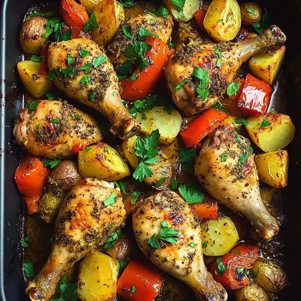 Herb Roasted Chicken Drumsticks with Veggies