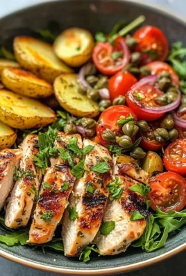 Herbed Chicken Bowl with Crispy Potatoes & Tomato Caper Salad