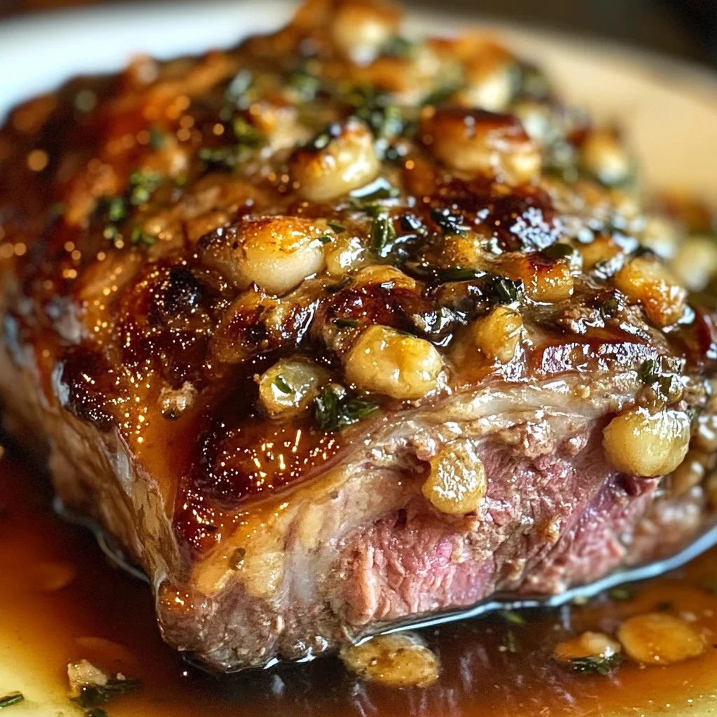Roasted Lamb Leg with Honey-Dijon Glaze