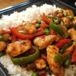 Spicy Chicken Stir-Fry with Peppers & Rice