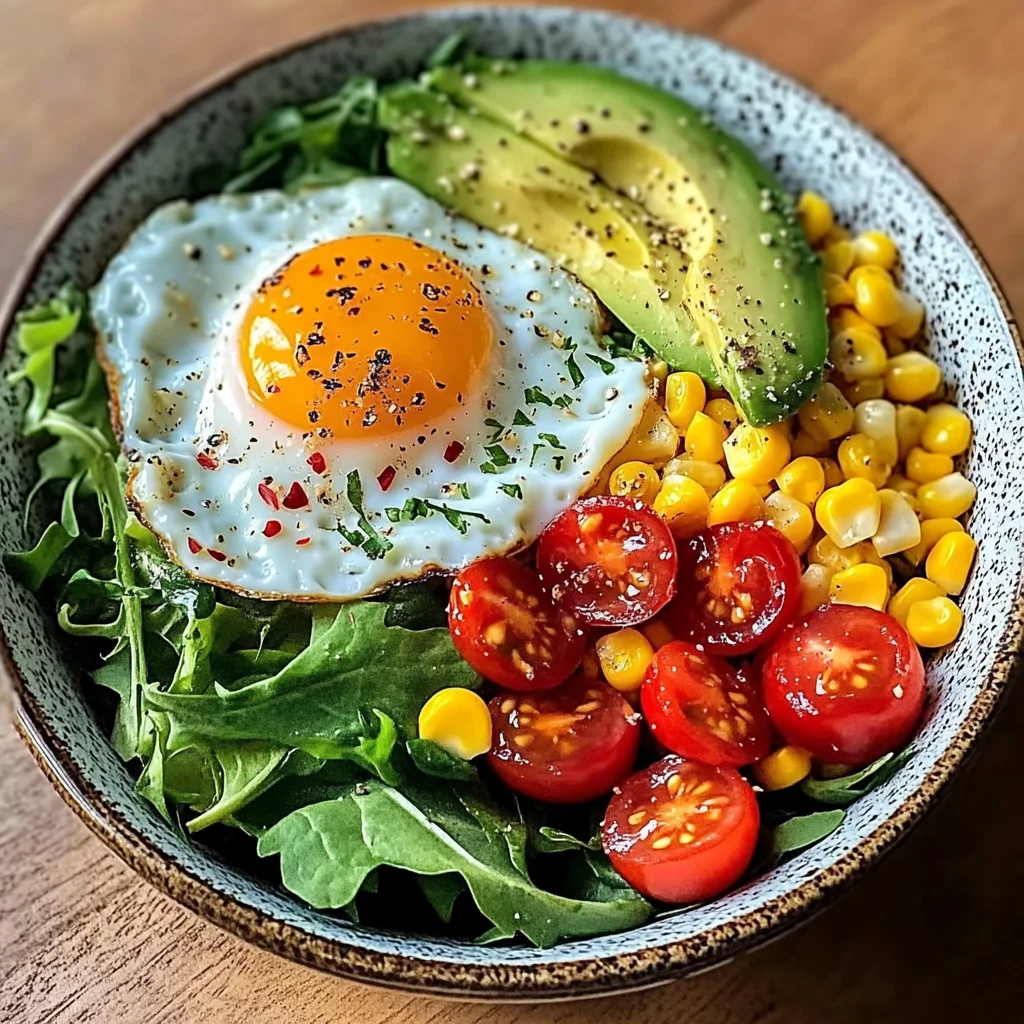 Sunny Avocado Breakfast Bowl with Corn & Cherry Tomatoes