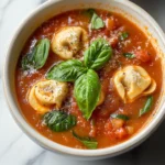 Creamy Tomato Tortellini Soup with Fresh Basil
