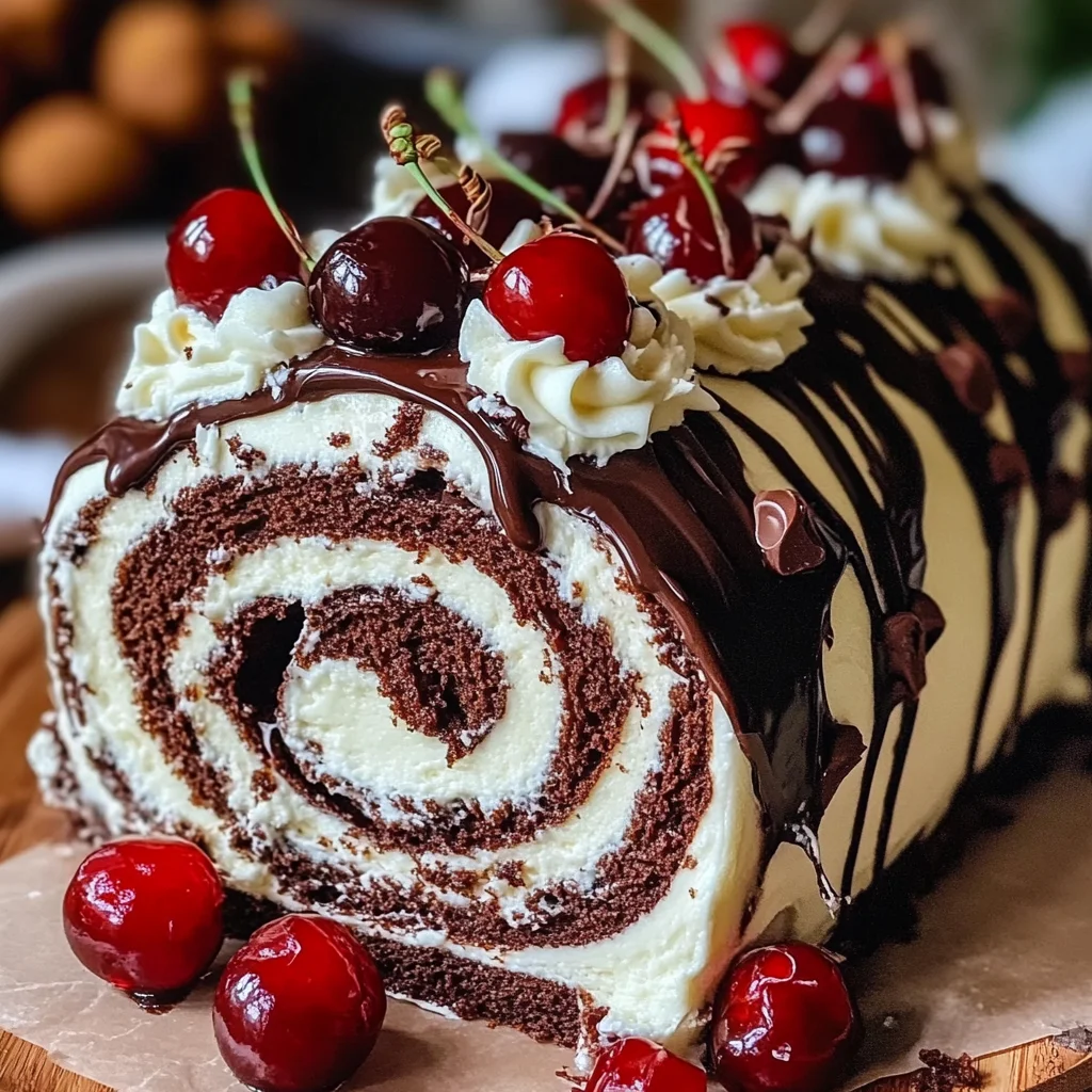 Elegant Black Forest Cake Roll