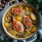 Herb Roasted Chicken in Creamy White Wine Sauce