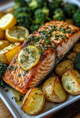 Lemon Butter Salmon with Crispy Potatoes and Roasted Broccoli