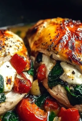 Roasted Red Pepper, Spinach, and Mozzarella Stuffed Chicken