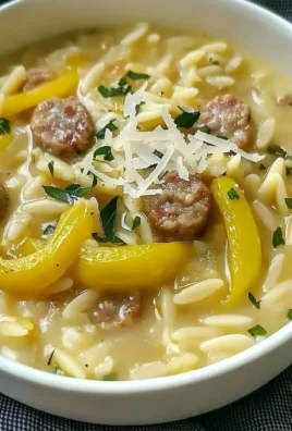 Savory Orzo Stuffed Banana Peppers Soup