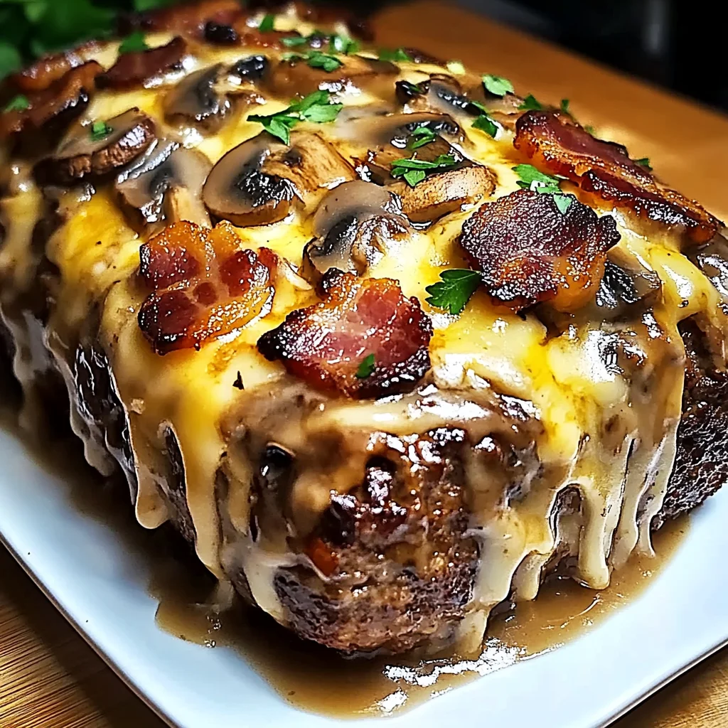 Swiss Turkey Bacon Mushroom Meatloaf