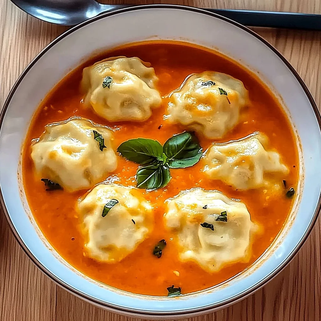 Tomato Soup with Cheese Dumplings